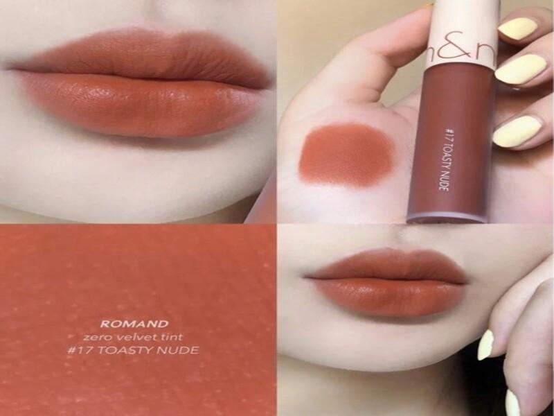 Son kem lì Hàn Quốc Romand New Zero Velvet Tint màu 17 Toach Nude