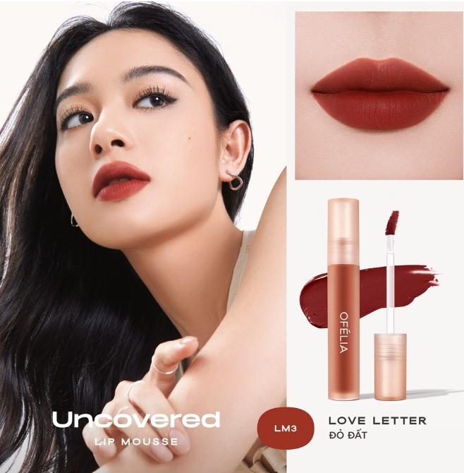 Son kem lì mịn Ofélia Uncovered Lip Mousse #LM3 Love Letter: Đỏ đất