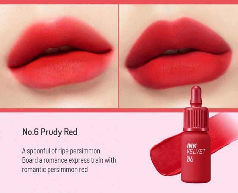 Son Kem Lì Peripera Ink Velvet Lip Tint New - #6 Purdy Red