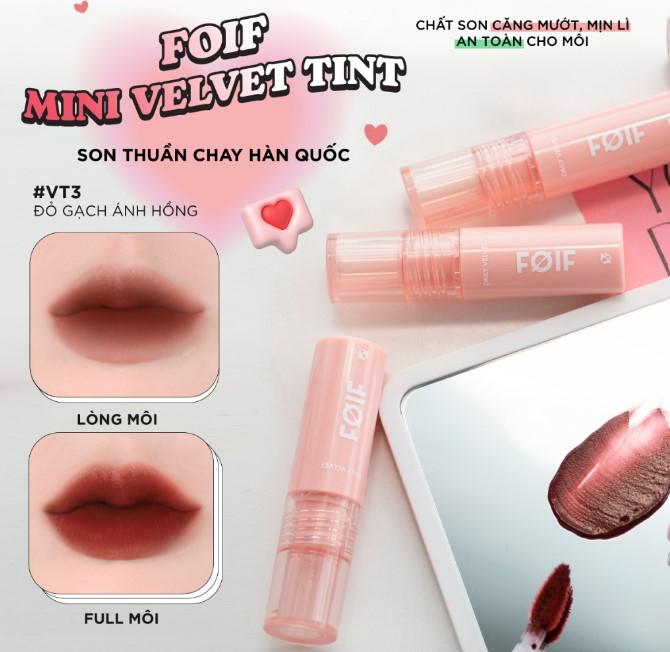 Son kem lì thuần chay, mịn mượt lâu trôi Foif Daily Velvet Tint