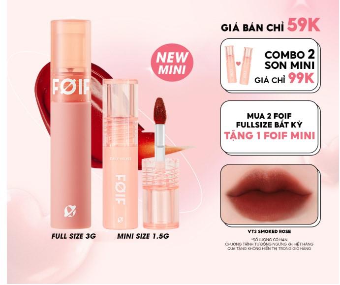 Son kem lì thuần chay, mịn mượt lâu trôi Foif Daily Velvet Tint