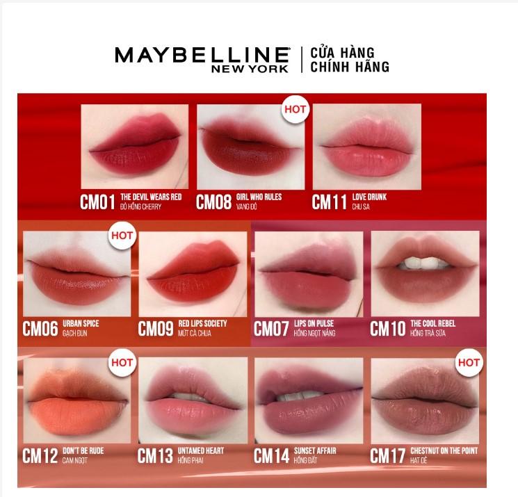 Son kem mịn lì như nhung Cushion Matte Maybelline New York hiệu ứng lì đa chiều - CM14 Sunset Affair