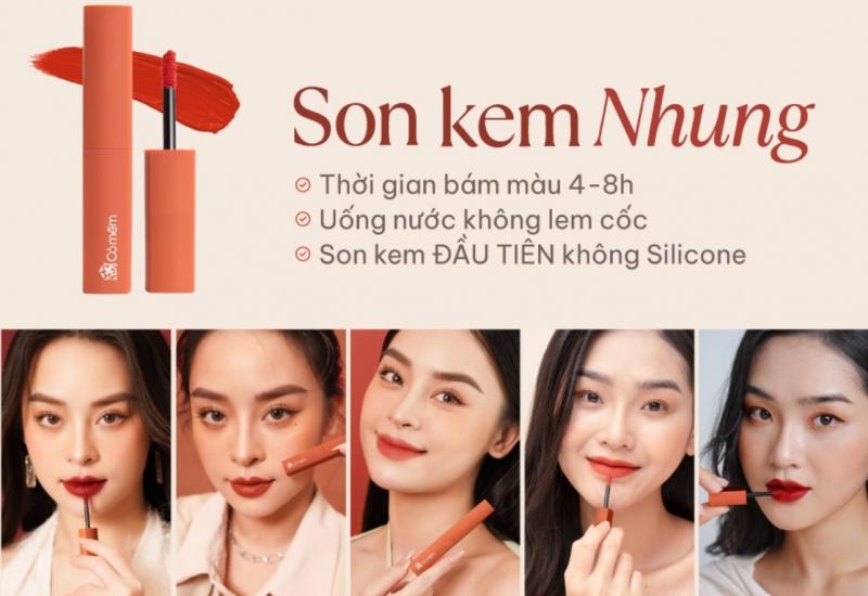 Son kem nhung lì mượt không silicone Cỏ Mềm màu đẹp an toàn từ thiên nhiên