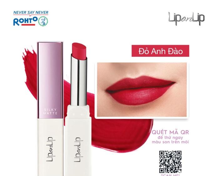 Son lì siêu mịn Lip On Lip màu đỏ anh đào Silky Matte Cherry Red