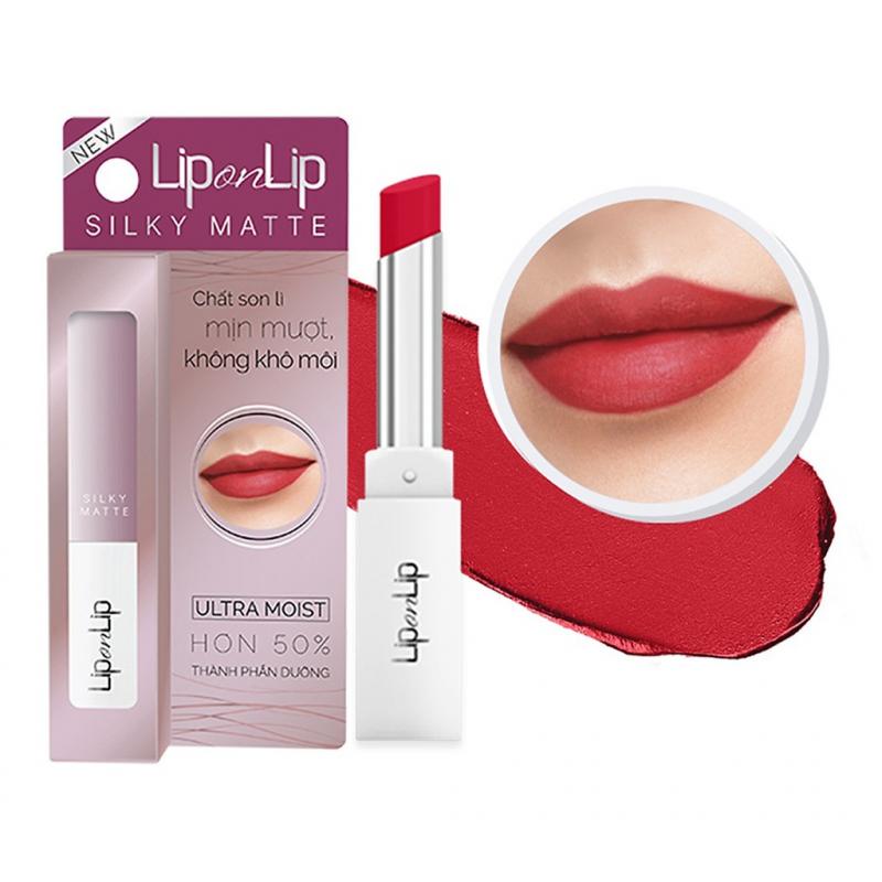 Son lì siêu mịn Lip On Lip màu đỏ anh đào Silky Matte Cherry Red