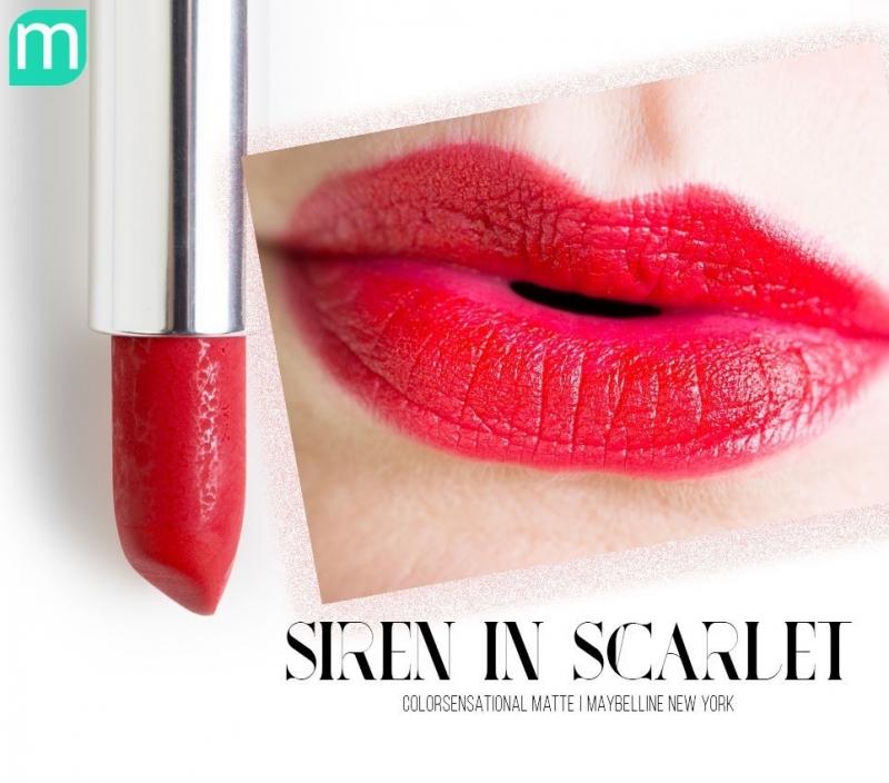 Son Maybelline Color Sensational Creamy Matte màu Siren in Scarlet