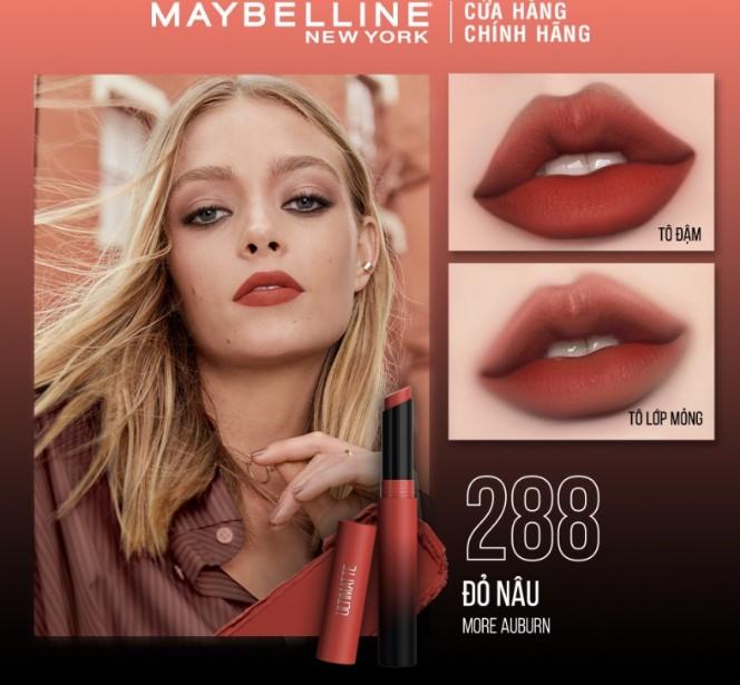 Son Maybelline New York Color Sensational Ultimatte #288 - More Auburn: Đỏ nâu