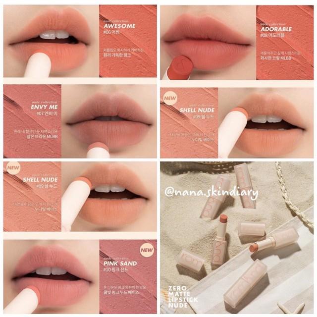 Son thỏi lì, lên màu siêu xinh Hàn Quốc Romand Zero Matte Lipstick