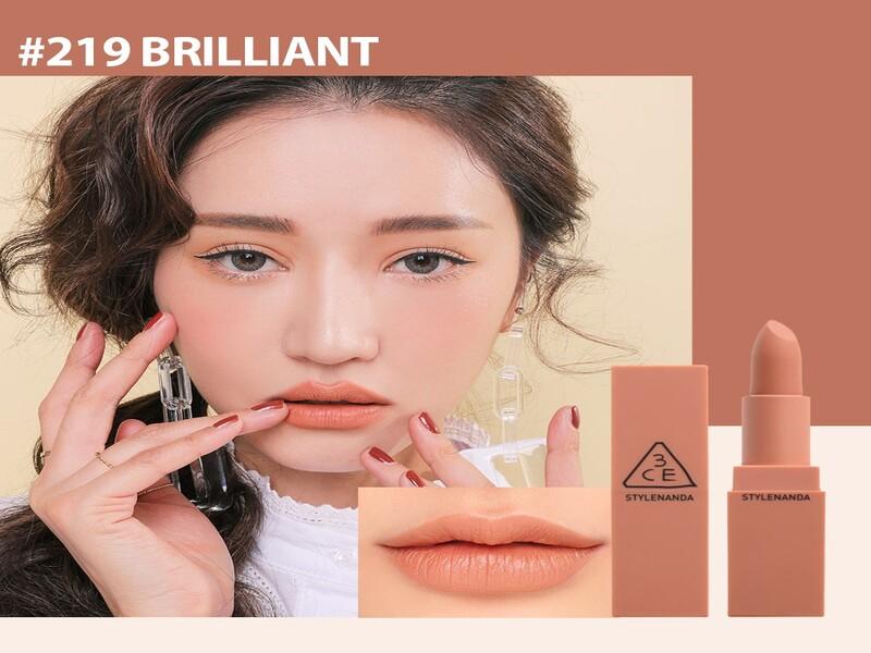 Son thỏi mịn lì 3CE Lip Color_Matte màu 219 Brilliant