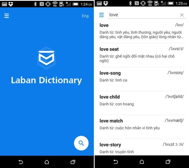 Sử dụng từ điển trực tuyến trên smartphone