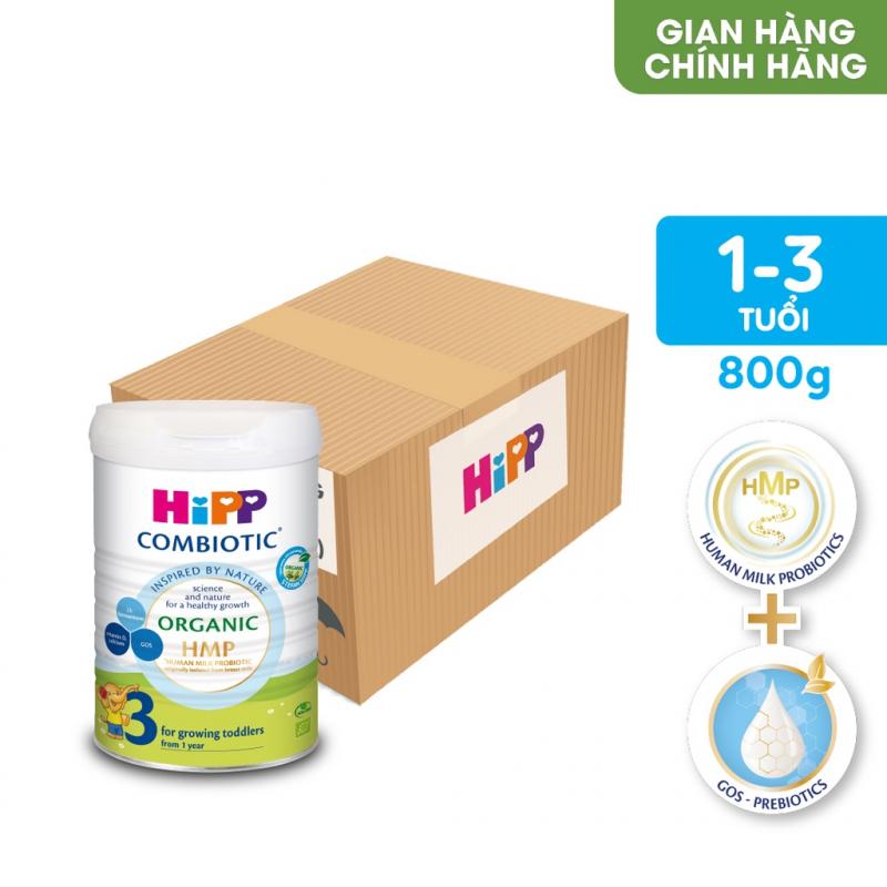 Sữa bột công thức HiPP 3 Organic Combiotic 800g hỗ trợ tiêu hóa và tăng chiều cao