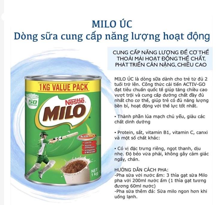 Sữa bột Nestle Milo tăng chiều cao cho bé từ 2 tuổi