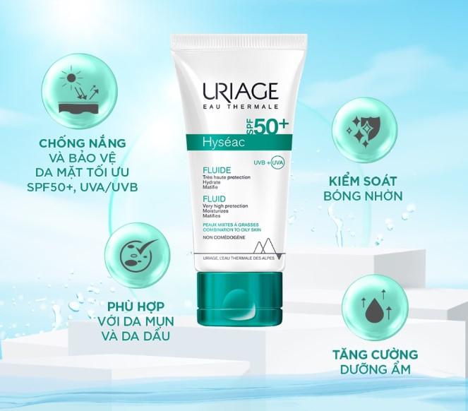 Sữa chống nắng cho da dầu, mụn Uriage Hyséac SPF50+ UVB+UVA Fluide