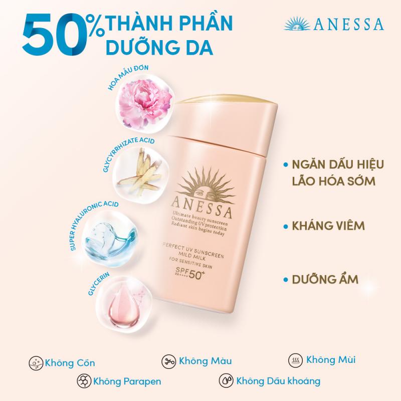 Sữa chống nắng dịu nhẹ cho da nhạy cảm Anessa Perfect UV Sunscreen Mild Milk