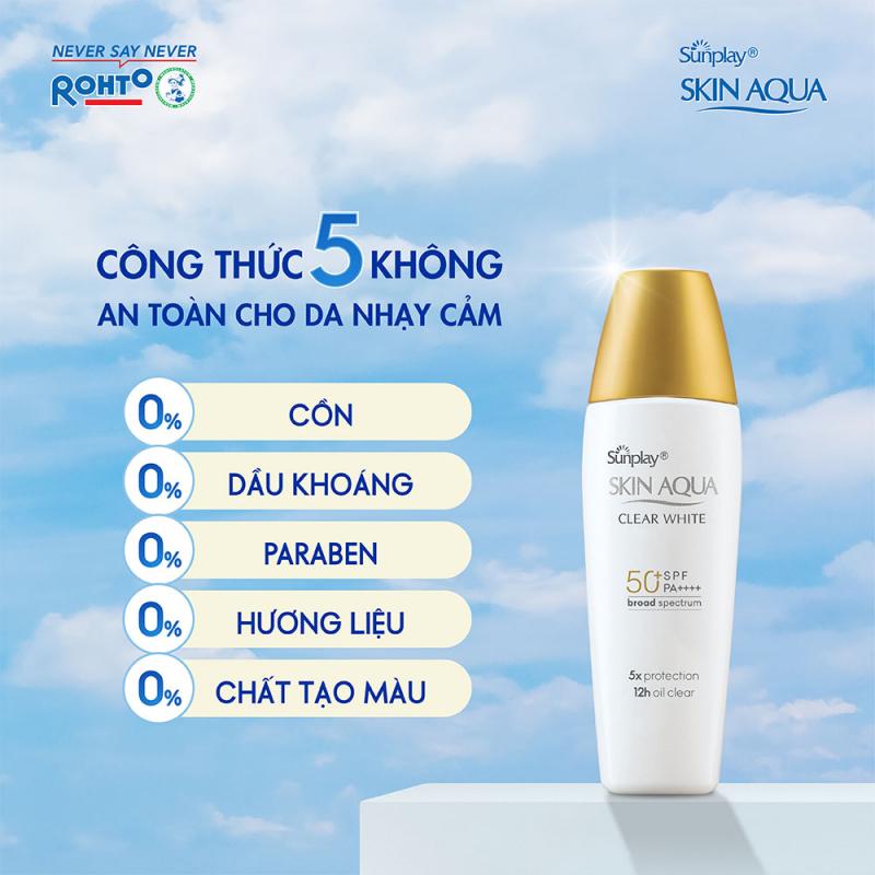 Sữa chống nắng dưỡng trắng cho da dầu Sunplay Skin Aqua Clear White SPF 50+, PA++++ 25g