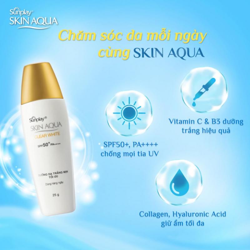 Sữa chống nắng dưỡng trắng cho da dầu Sunplay Skin Aqua Clear White SPF 50+, PA++++