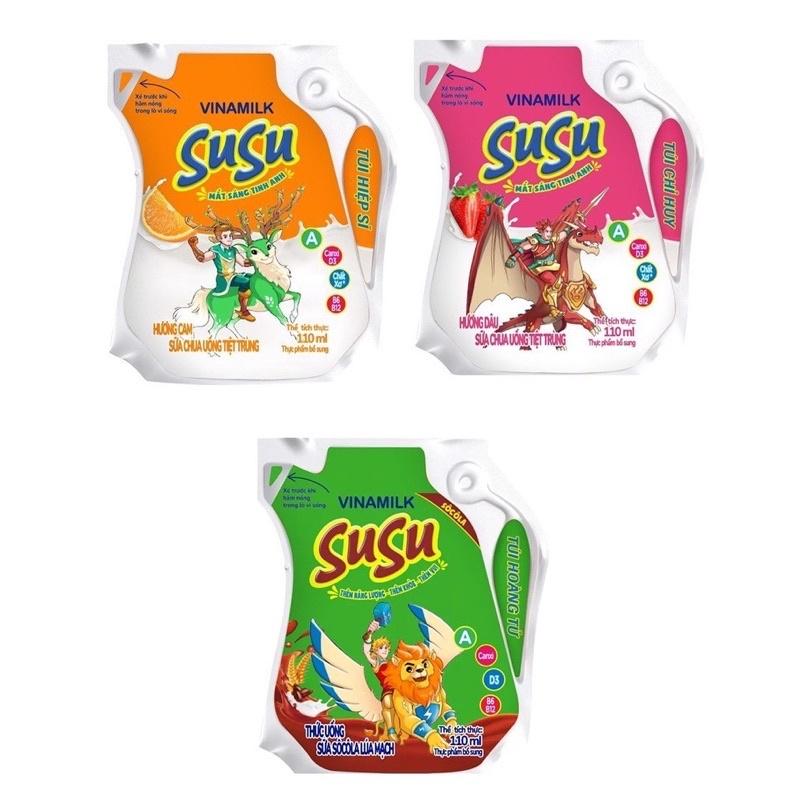 Sữa chua uống tiệt trùng Socola lúa mạch Susu túi 110ml