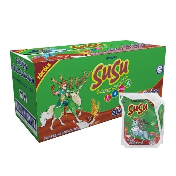 Sữa chua uống tiệt trùng Socola lúa mạch Susu túi 110ml