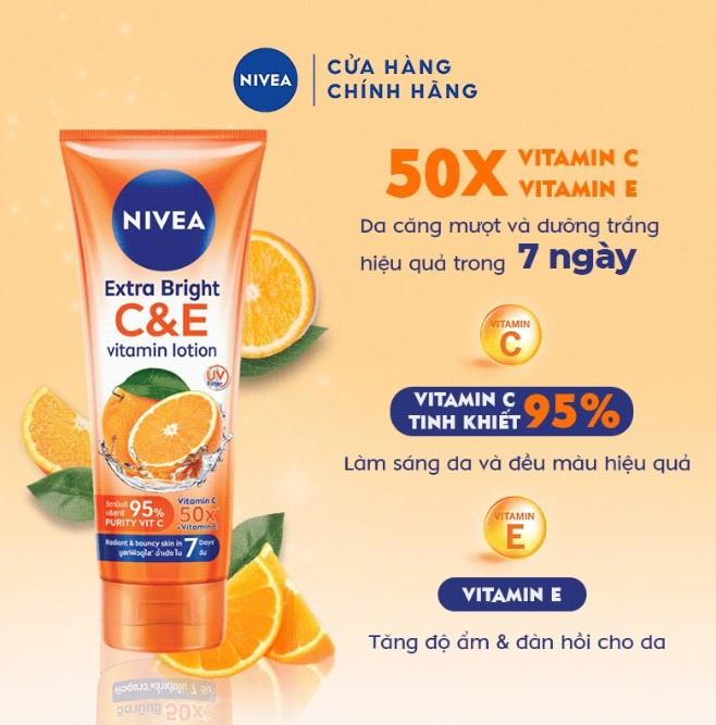 Sữa dưỡng thể dưỡng trắng Nivea Vitamin E&C