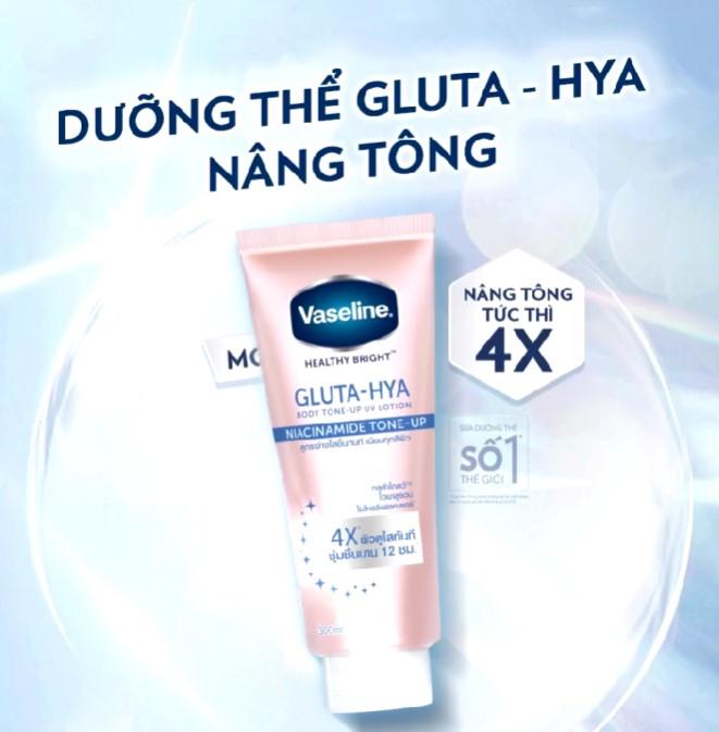 Sữa dưỡng thể nâng tông tức thì Vaseline Healthy Bright Gluta-Hya Body Tone-Up UV Lotion