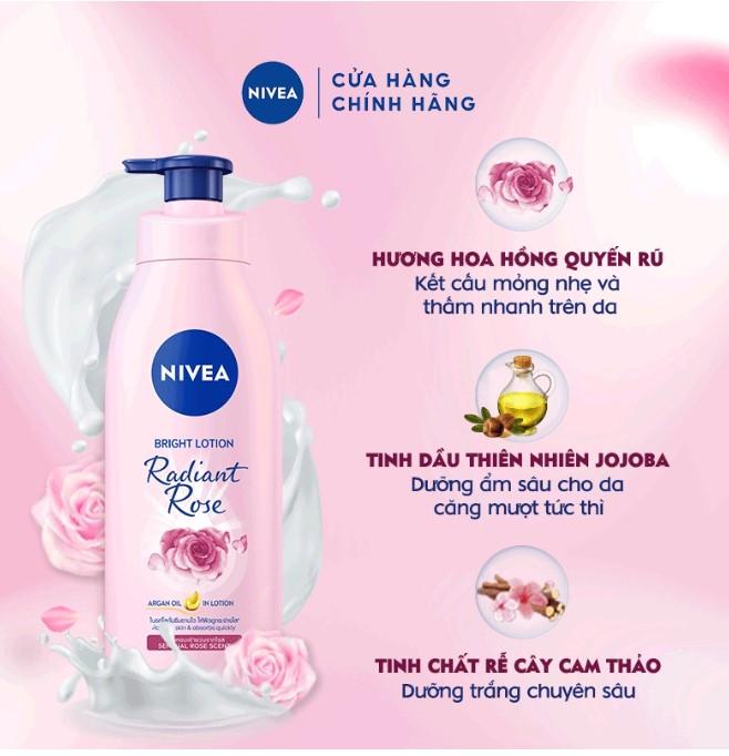 Sữa dưỡng thể Nivea sáng da hương hoa hồng