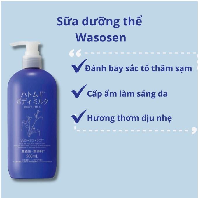 Sữa dưỡng thể trắng da toàn thân Body Milk Hatomugi Wasosen