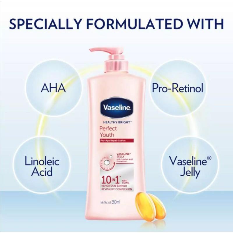 Sữa dưỡng thể Vaseline trắng da Perfect Youth 10 in 1