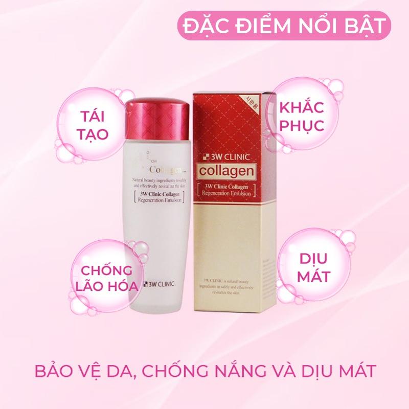 Sữa dưỡng trắng da săn chắc chống lão hóa 3W Clinic Hàn Quốc chiết xuất từ Collagen ngăn ngừa láo hóa & sáng da