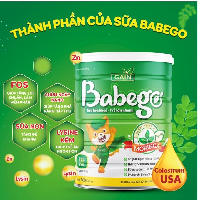 Sữa mát tăng cân, cải thiện biếng ăn, táo bón Babego