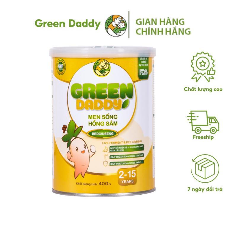 Sữa non Green Daddy men sống hồng sâm bổ sung chất xơ giảm táo bón, cho trẻ tiêu hóa kém, phù hợp trẻ 2-15 tuổi hộp 400g
