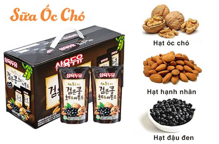 Thùng 24 Hộp Sữa Đậu Đen, Óc Chó, Hạnh Nhân Sahmyook Foods (190ml / Hộp)