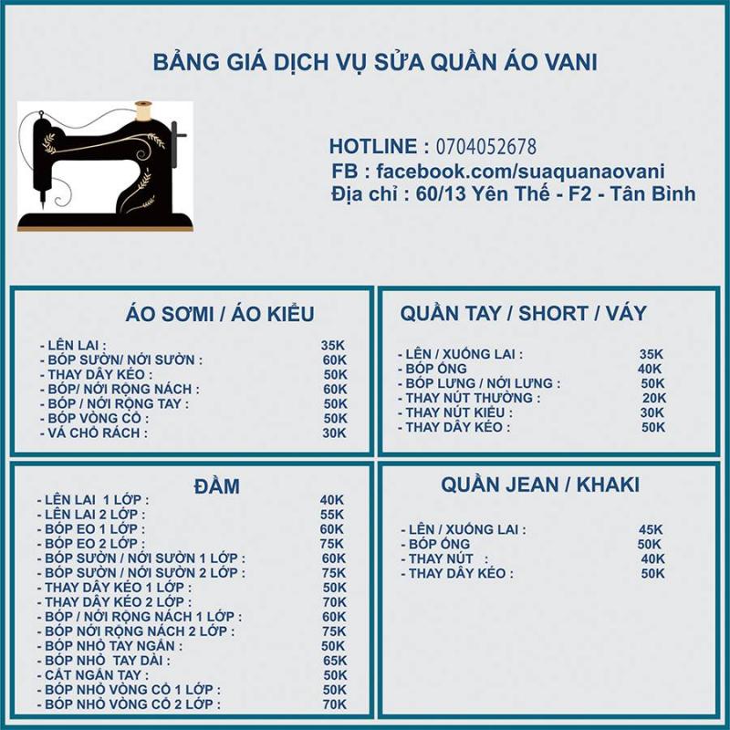 Sửa Quần Áo VANI