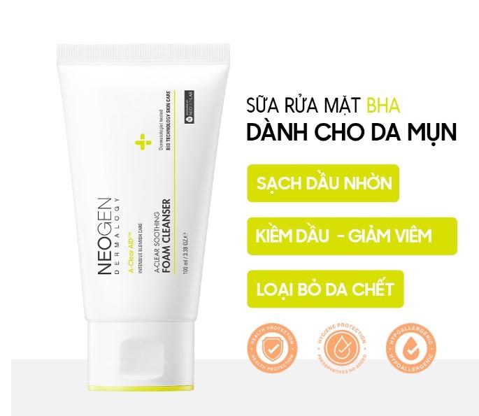 Sữa rửa mặt BHA Neogen Dermalogy A-Clear Soothing Foam Cleanser