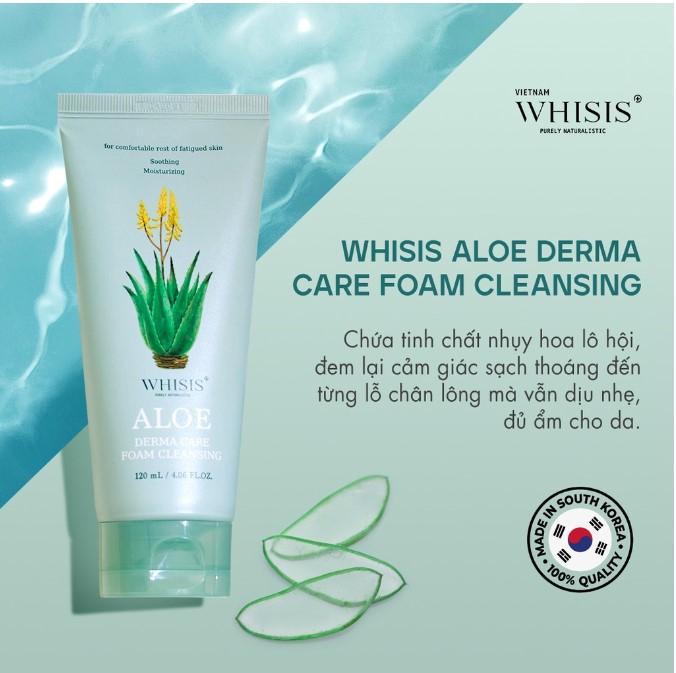Sữa rửa mặt cho da khô dưỡng ẩm Hàn Quốc Whisis Aloe Derma Care Foam Cleansing