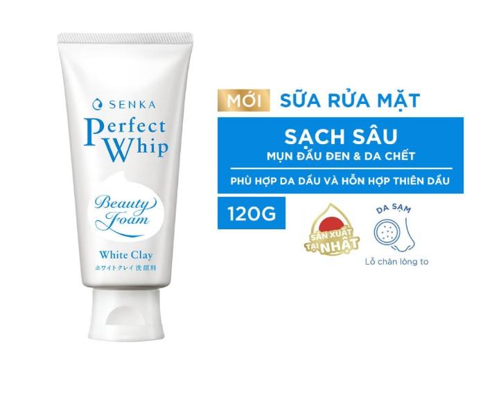 Sữa rửa mặt đất sét trắng Senka Perfect White Clay