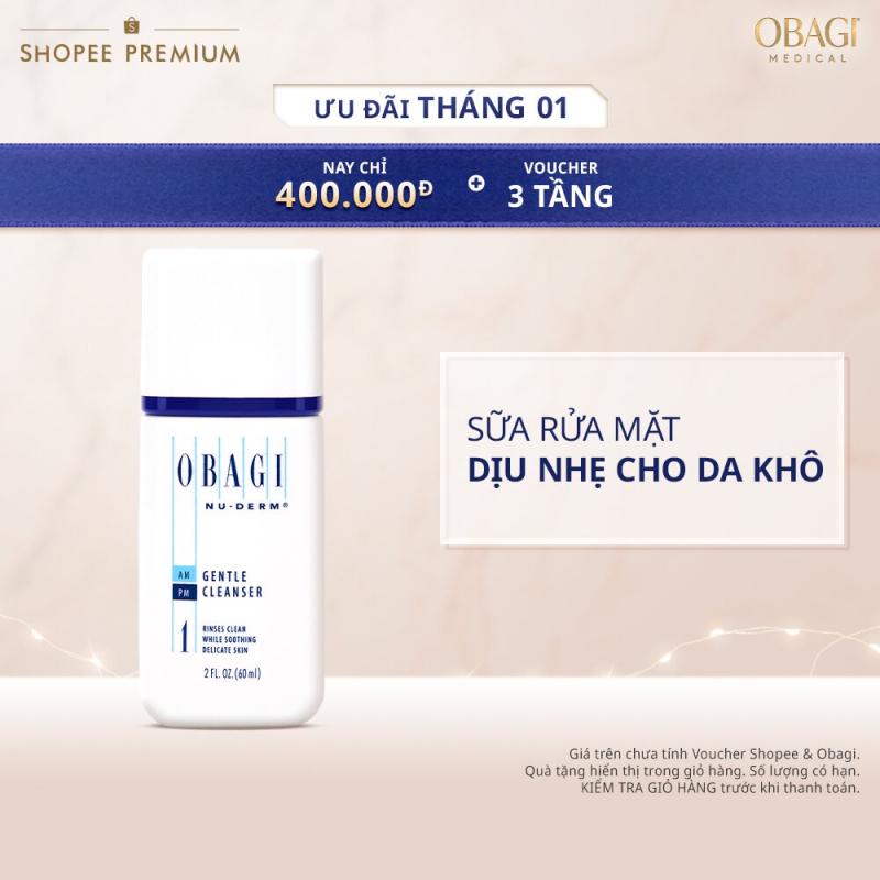 Sữa rửa mặt dịu nhẹ cho da khô Obagi Nu-Derm Gentle Cleanser 60ml