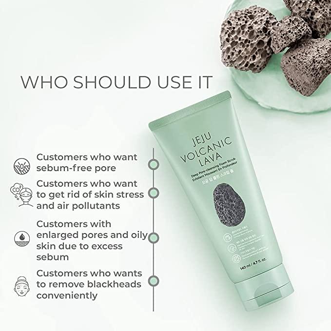 Sữa mặt siêu mịn thanh lọc lỗ chân lông Thefaceshop Jeju Volcanic Lava Deep Pore Cleansing Foam Scrub