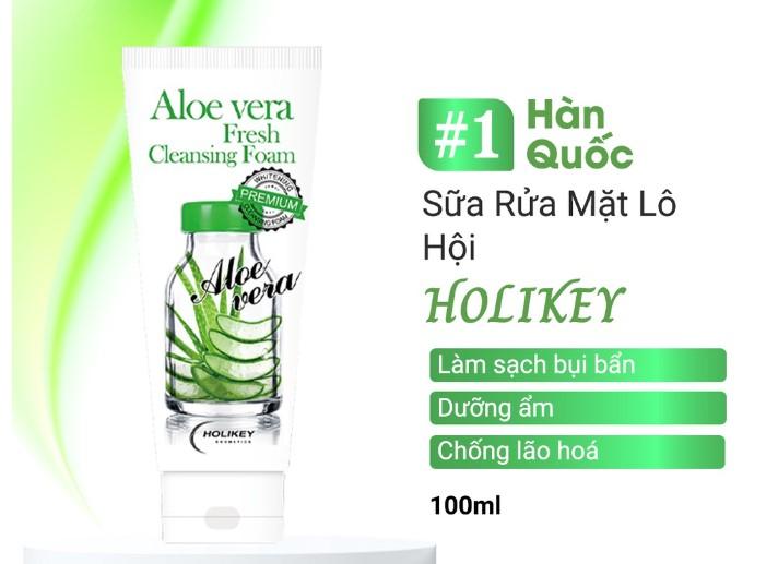 Sữa rửa mặt lô hội làm trắng cấp ẩm Holikey Aloe Vera Fresh Cleansing Foam