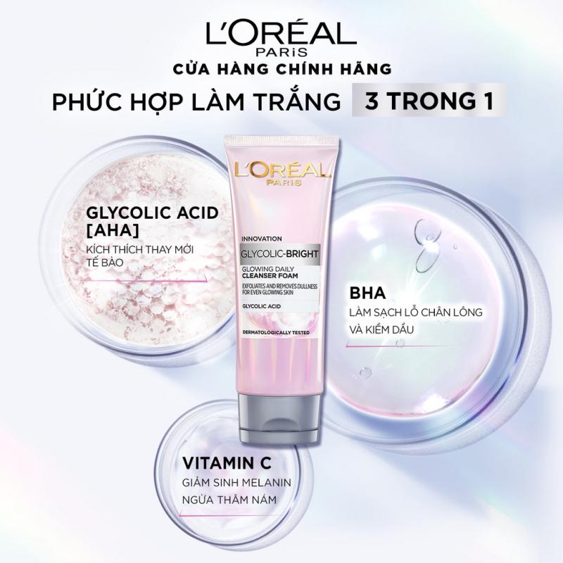 Sữa rửa mặt sáng da L'Oreal Paris Glycolic (AHA) Bright 100ml