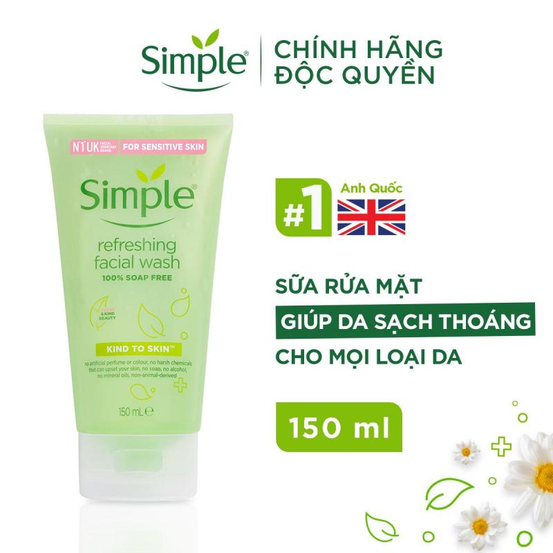 Sữa rửa mặt Simple giúp da sạch thoáng & không chứa xà phòng 150ml