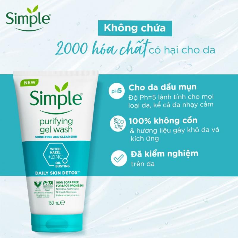 Sữa rửa mặt Simple Purifying giúp kiềm dầu