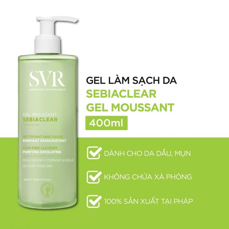 Sữa rửa mặt SVR cho da dầu, mụn không có xà phòng SVR Sebiaclear Gel Moussant