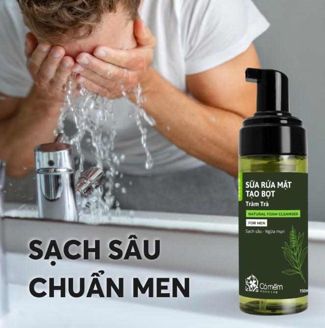 Sữa rửa tạo bọt mặt tràm trà Natural Foam Cleanser For Men Cỏ Mềm