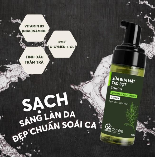 Sữa rửa tạo bọt mặt tràm trà Natural Foam Cleanser For Men Cỏ Mềm