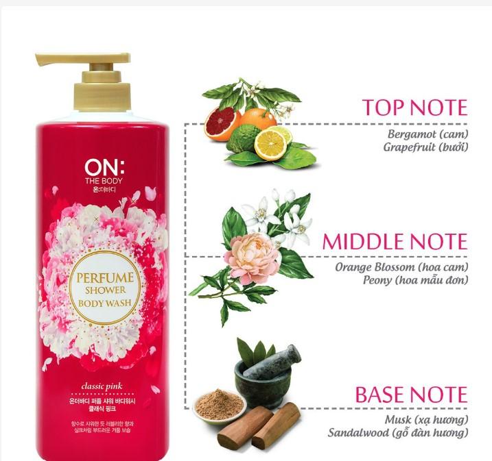 Sữa tắm dưỡng ẩm hương nước hoa On: The Body Perfume Classic Pink 1000g