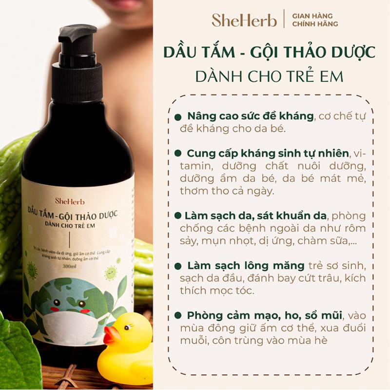 Sữa tắm gội em bé ngăn ngừa rôm sảy, chàm sữa SheHerb