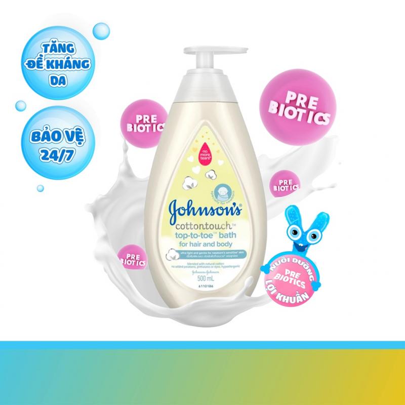 Sữa tắm gội toàn thân mềm mịn Johnson' baby bath Cotton touch