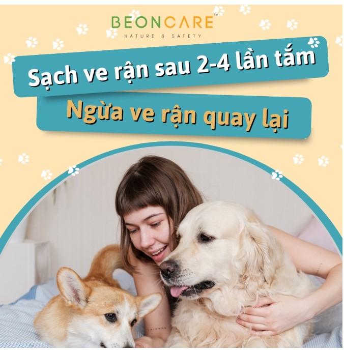 Sữa tắm ngừa ve rận bọ chét cho chó mèo sơ sinh Beoncare Pet Shower