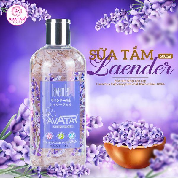 Sữa tắm Nhật Bản AVATAR cánh hoa thật Lavender hương thơm quý phái 500ml