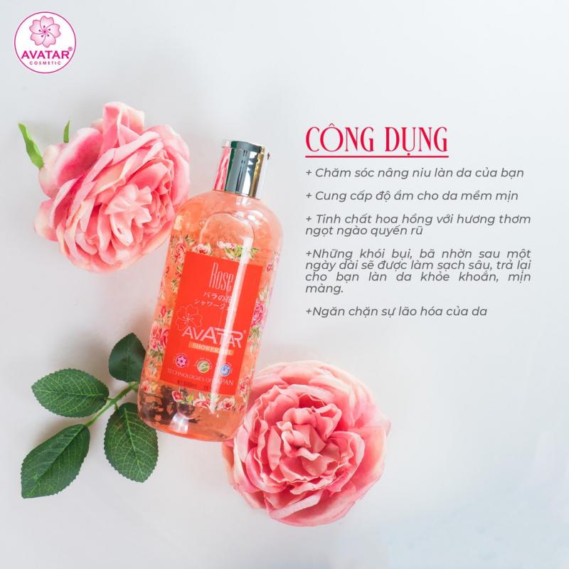 Sữa tắm nước hoa Nhật cánh hoa hồng - da mịn màng, mềm mại và trắng hồng Rose Avatar 500ml